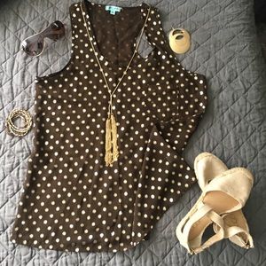 EUC brown & gold sheer tank top
